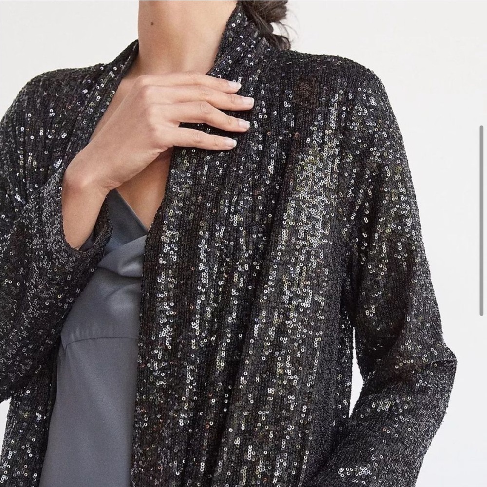 Anthropologie BB Dakota Black Sequin Duster - Picture 5 of 9